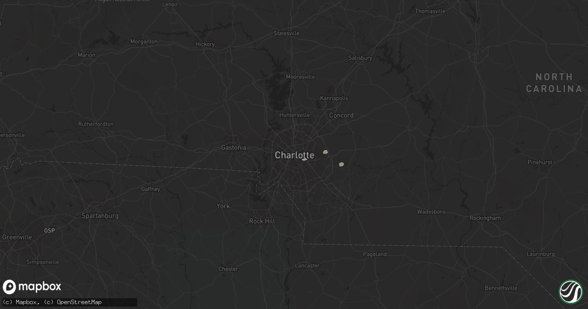 Hail map in Charlotte, NC on August 14, 2016