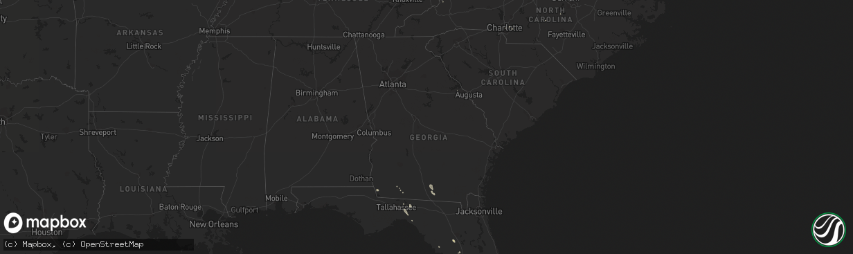 Hail map in Georgia on August 14, 2016