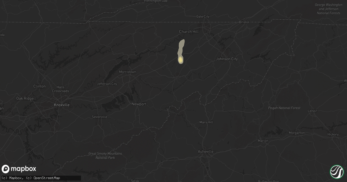 Hail map in Greeneville, TN on August 14, 2016