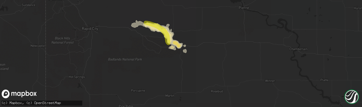 Hail map in Kadoka, SD on August 14, 2016