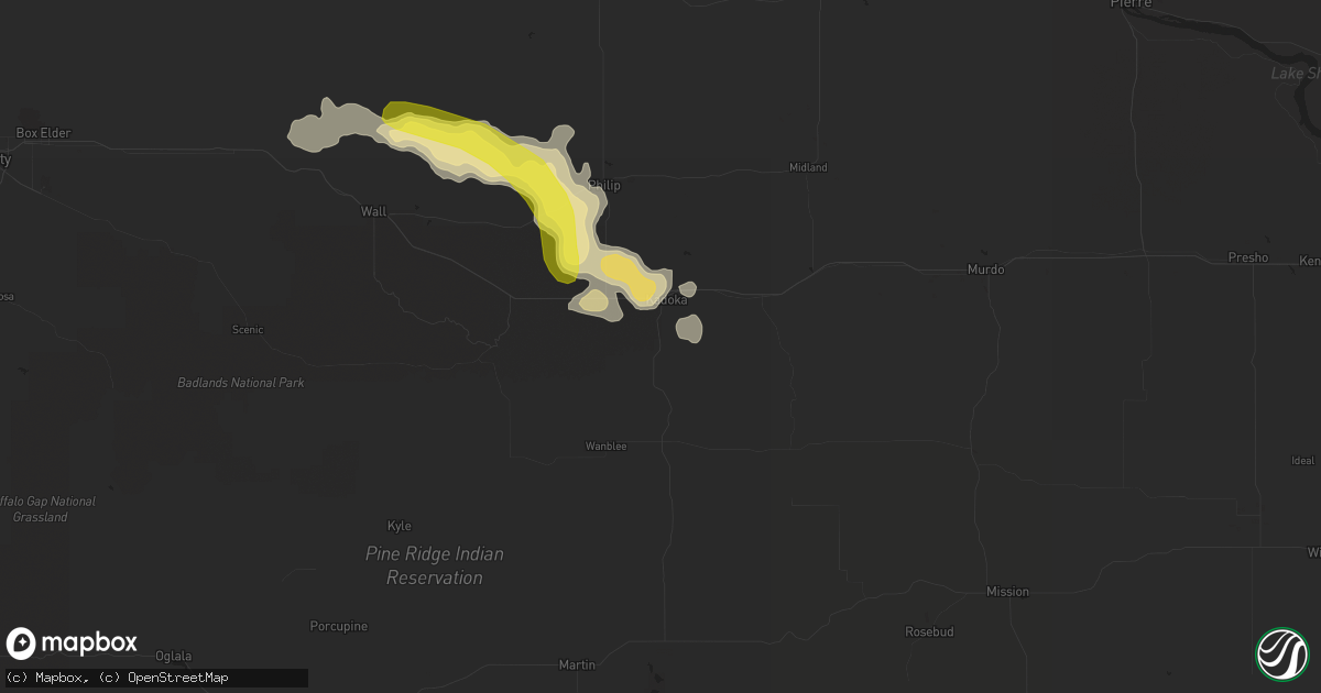 Hail map in Kadoka, SD on August 14, 2016