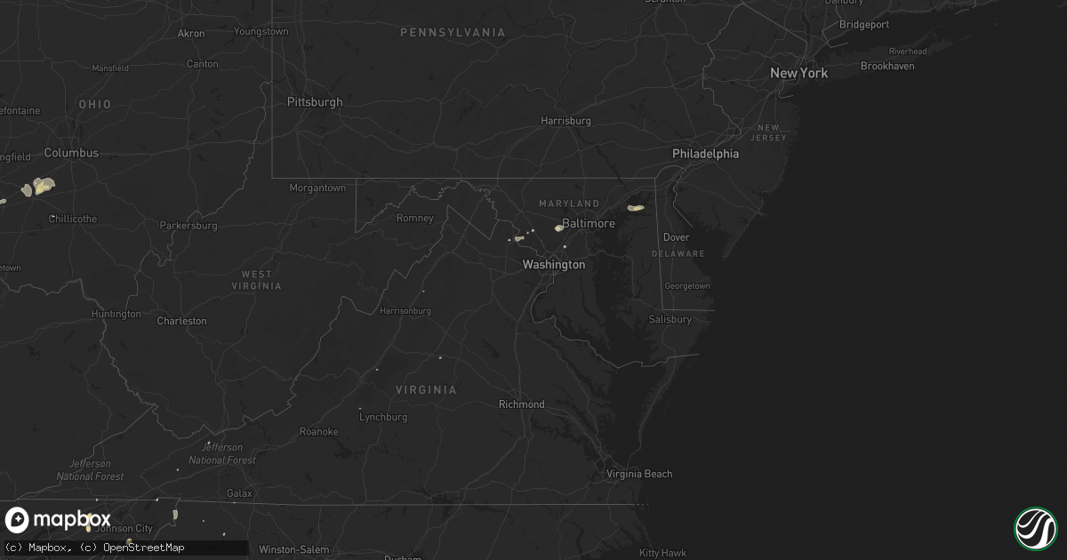 Hail map in Maryland on August 14, 2016