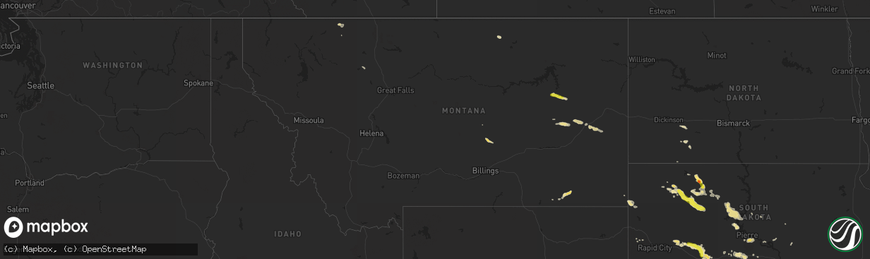 Hail map in Montana on August 14, 2016