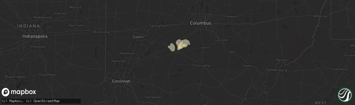 Hail map in Washington Court House, OH on August 14, 2016