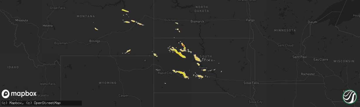 Hail map on August 14, 2016