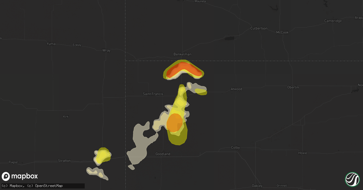 Hail map in Bird City, KS on August 14, 2017