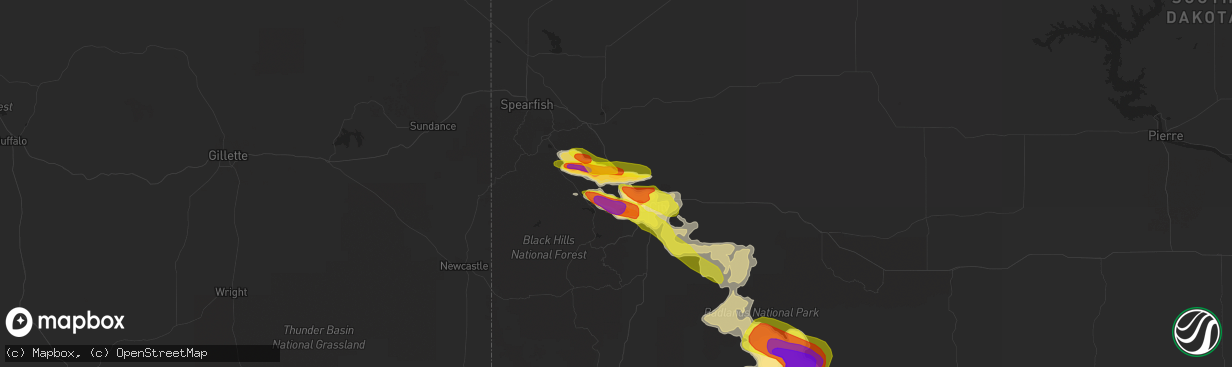 Hail map in Black Hawk, SD on August 14, 2017