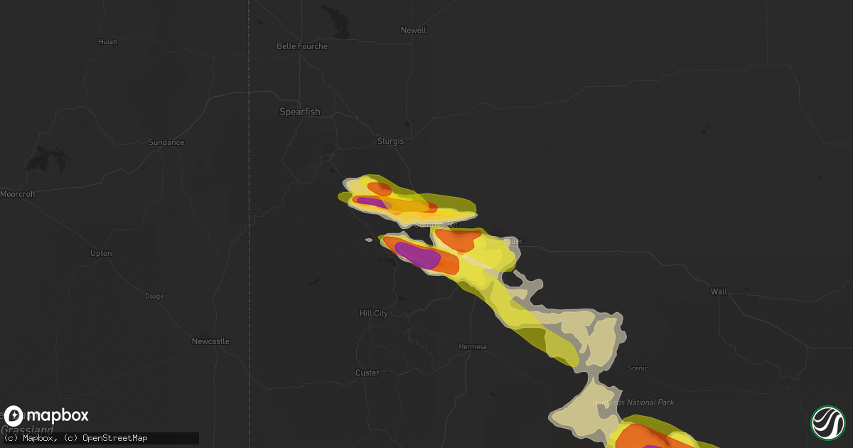 Hail map in Black Hawk, SD on August 14, 2017