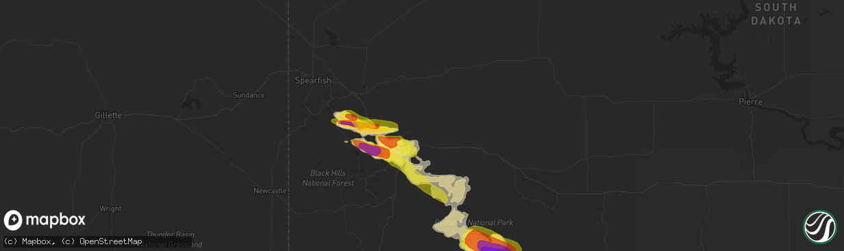 Hail map in Box Elder, SD on August 14, 2017