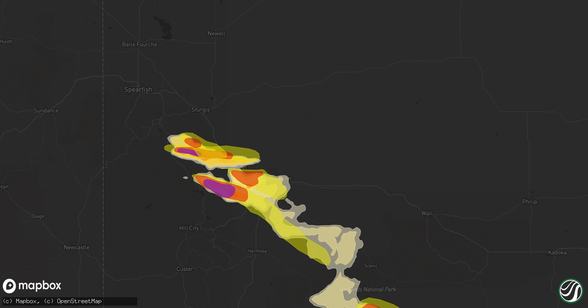 Hail map in Box Elder, SD on August 14, 2017