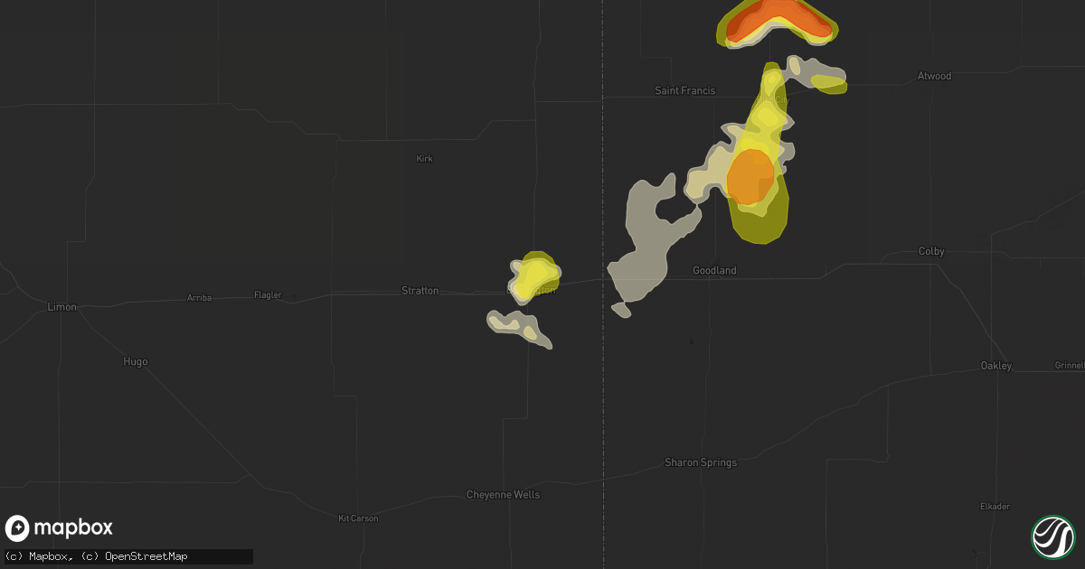 Hail map in Burlington, CO on August 14, 2017