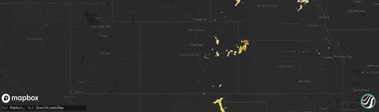 Hail map in Colorado on August 14, 2017