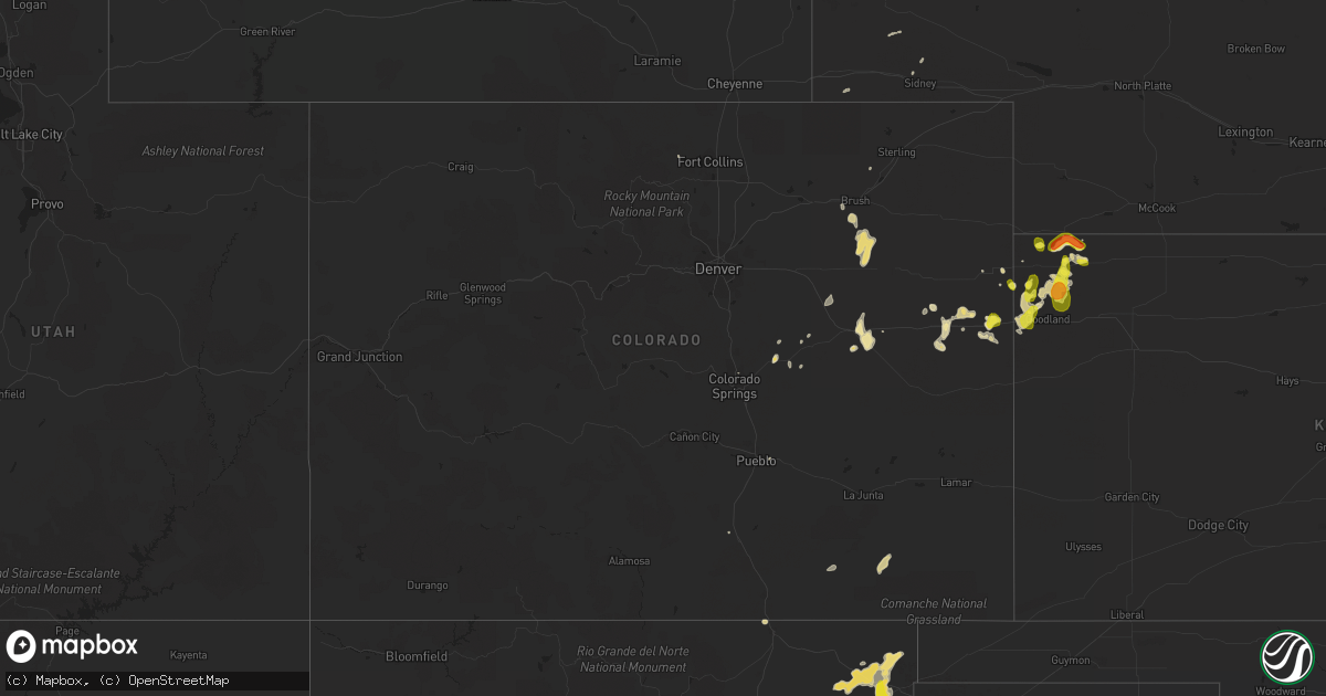 Hail map in Colorado on August 14, 2017