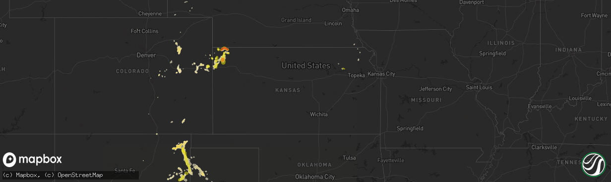 Hail map in Kansas on August 14, 2017