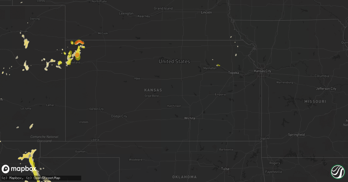 Hail map in Kansas on August 14, 2017