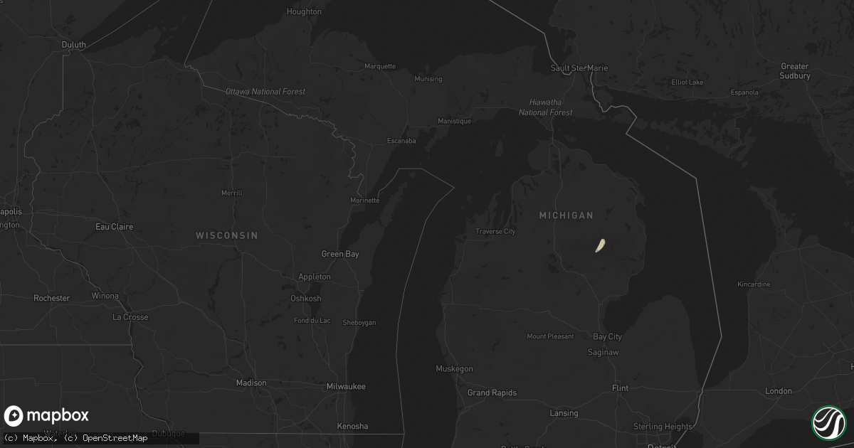 Hail map in Michigan on August 14, 2017