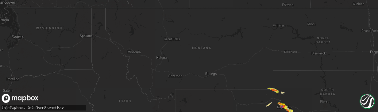 Hail map in Montana on August 14, 2017