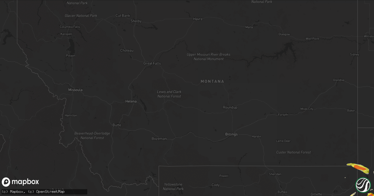 Hail map in Montana on August 14, 2017