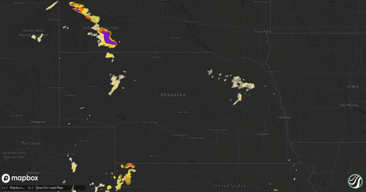 Hail map in Nebraska on August 14, 2017