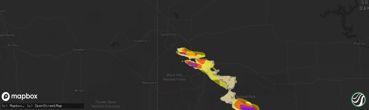 Hail map in Nemo, SD on August 14, 2017