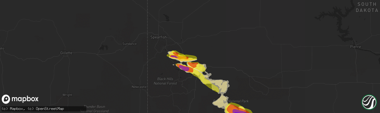 Hail map in Piedmont, SD on August 14, 2017