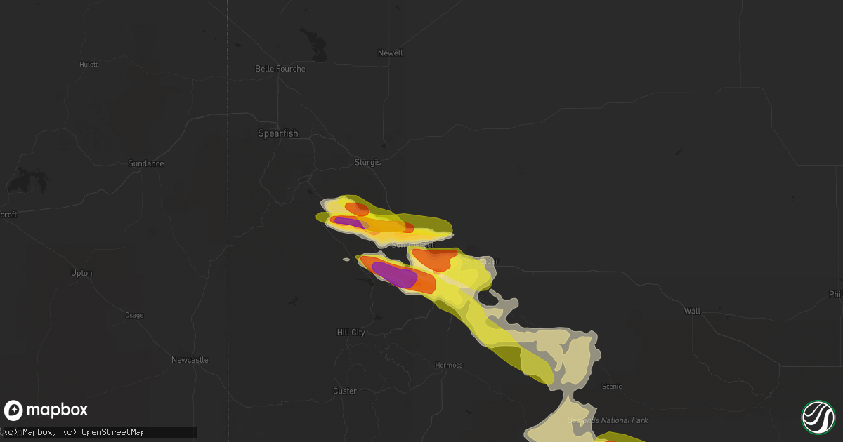 Hail map in Piedmont, SD on August 14, 2017