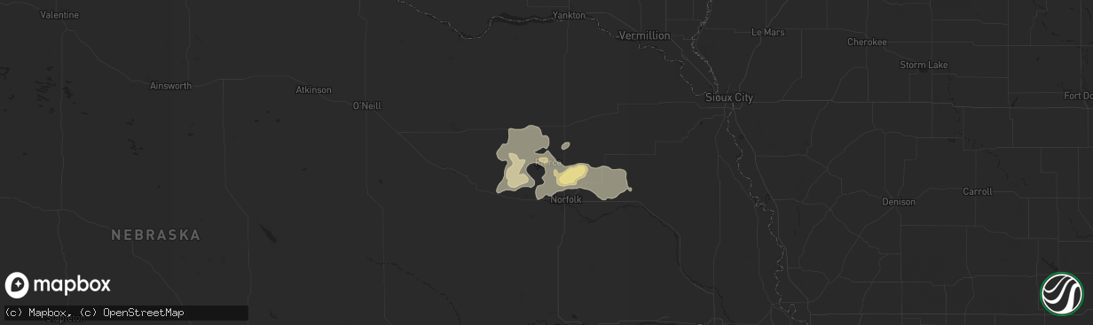 Hail map in Pierce, NE on August 14, 2017