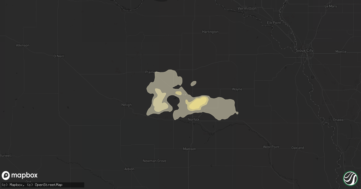 Hail map in Pierce, NE on August 14, 2017