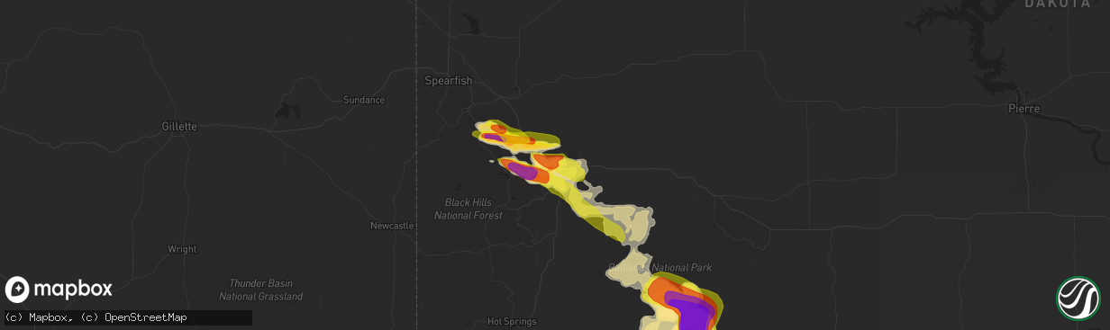 Hail map in Rapid City, SD on August 14, 2017