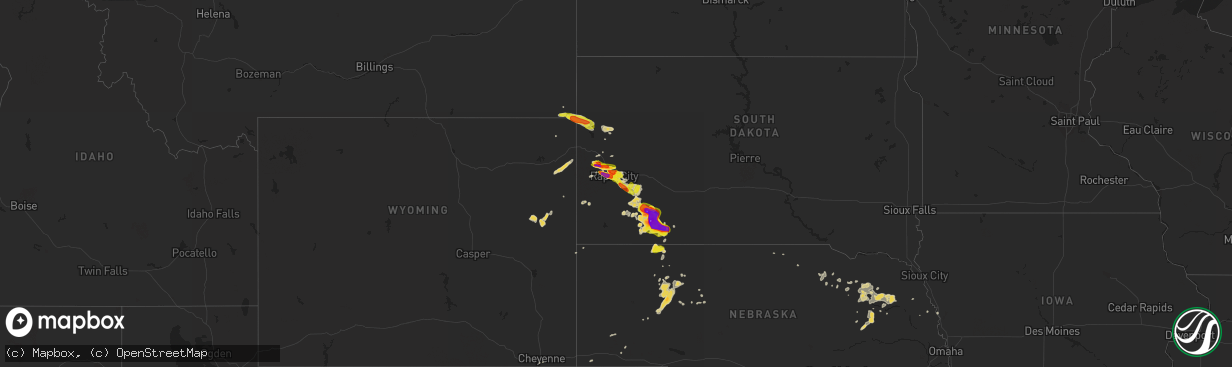 Hail map on August 14, 2017