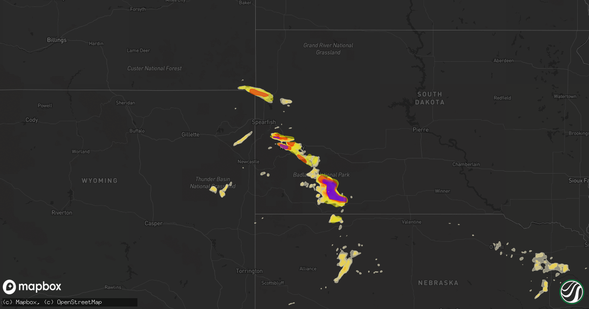 Hail map on August 14, 2017