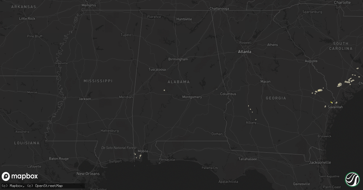 Hail map in Alabama on August 14, 2018