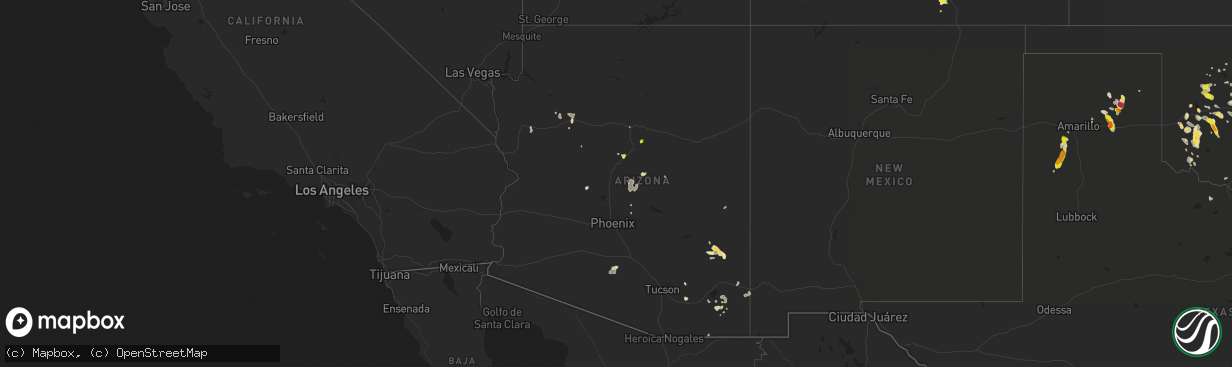 Hail map in Arizona on August 14, 2018