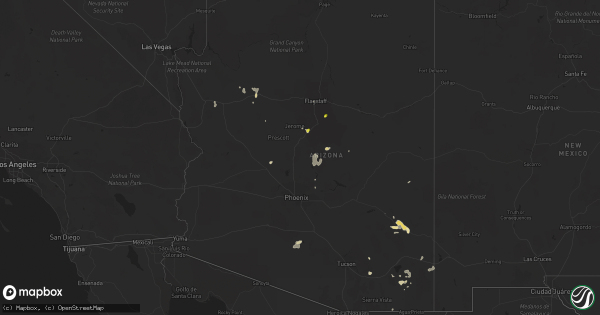 Hail map in Arizona on August 14, 2018