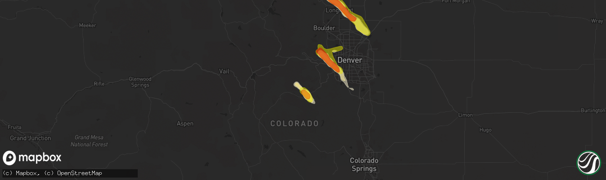 Hail map in Bailey, CO on August 14, 2018