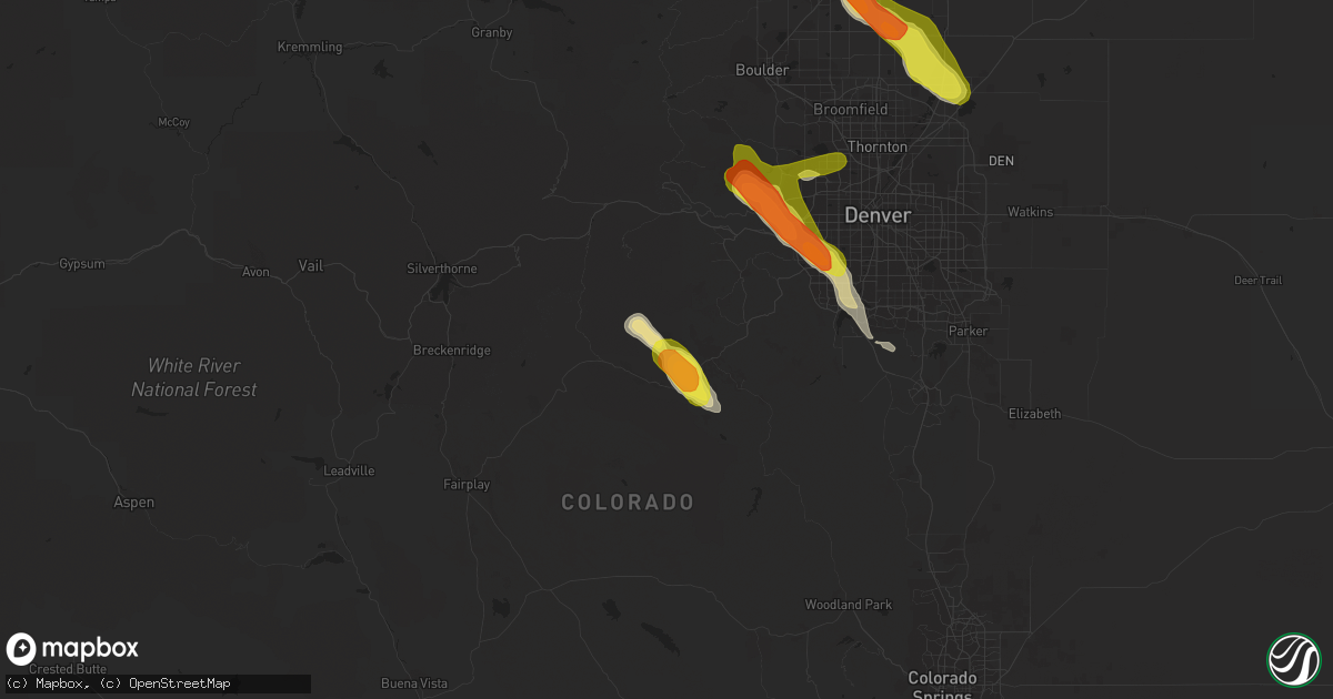 Hail map in Bailey, CO on August 14, 2018