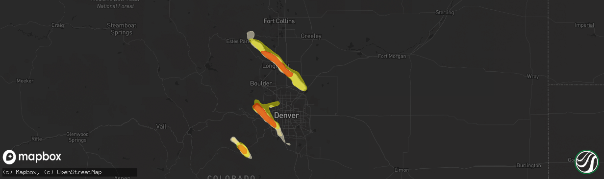 Hail map in Brighton, CO on August 14, 2018