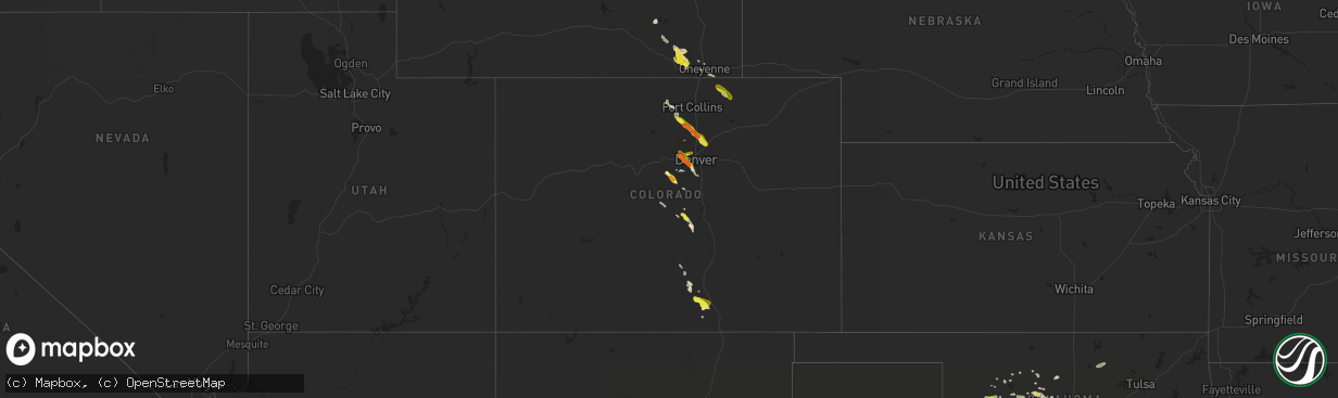 Hail map in Colorado on August 14, 2018