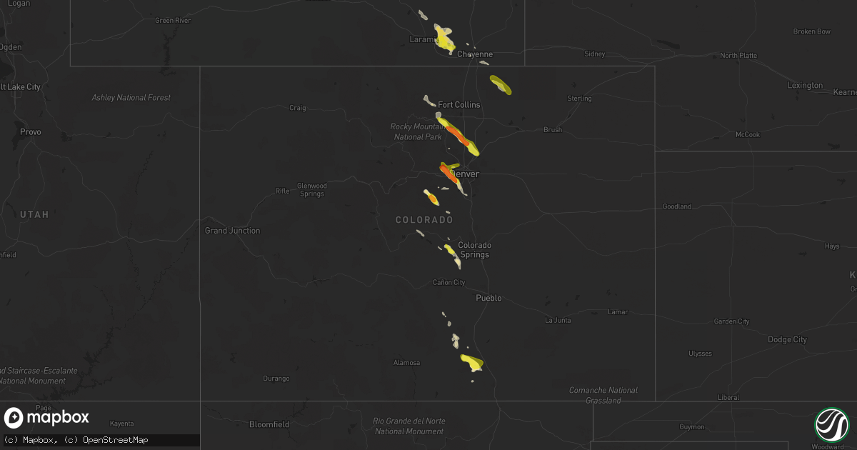 Hail map in Colorado on August 14, 2018
