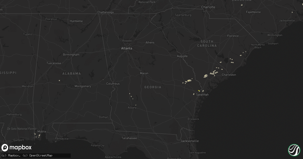 Hail map in Georgia on August 14, 2018