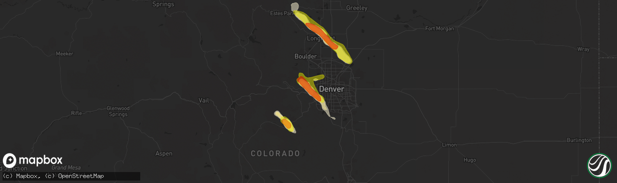 Hail map in Golden, CO on August 14, 2018