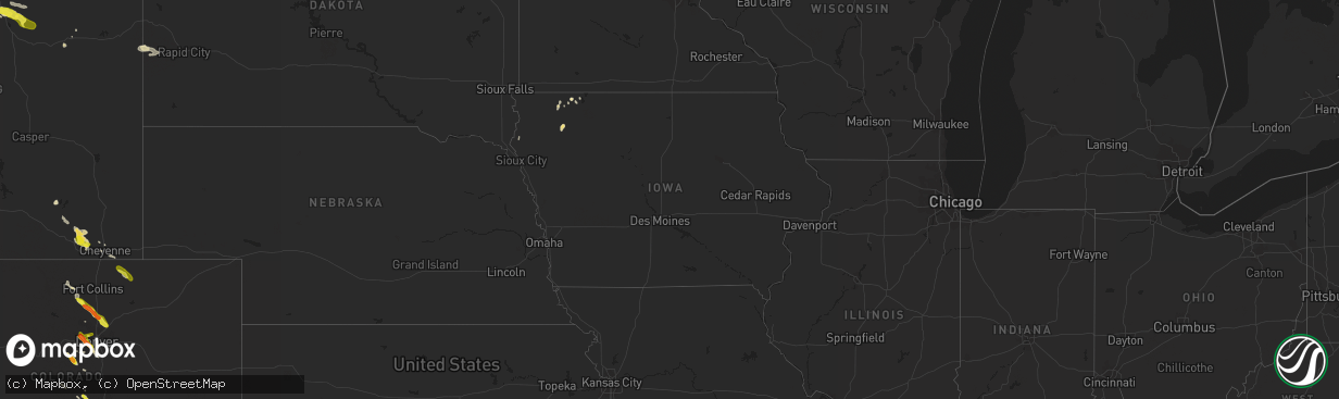 Hail map in Iowa on August 14, 2018