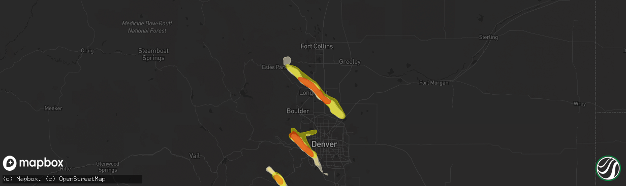 Hail map in Longmont, CO on August 14, 2018