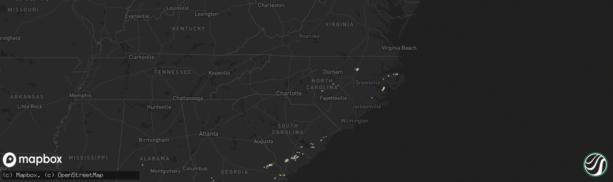 Hail map in North Carolina on August 14, 2018