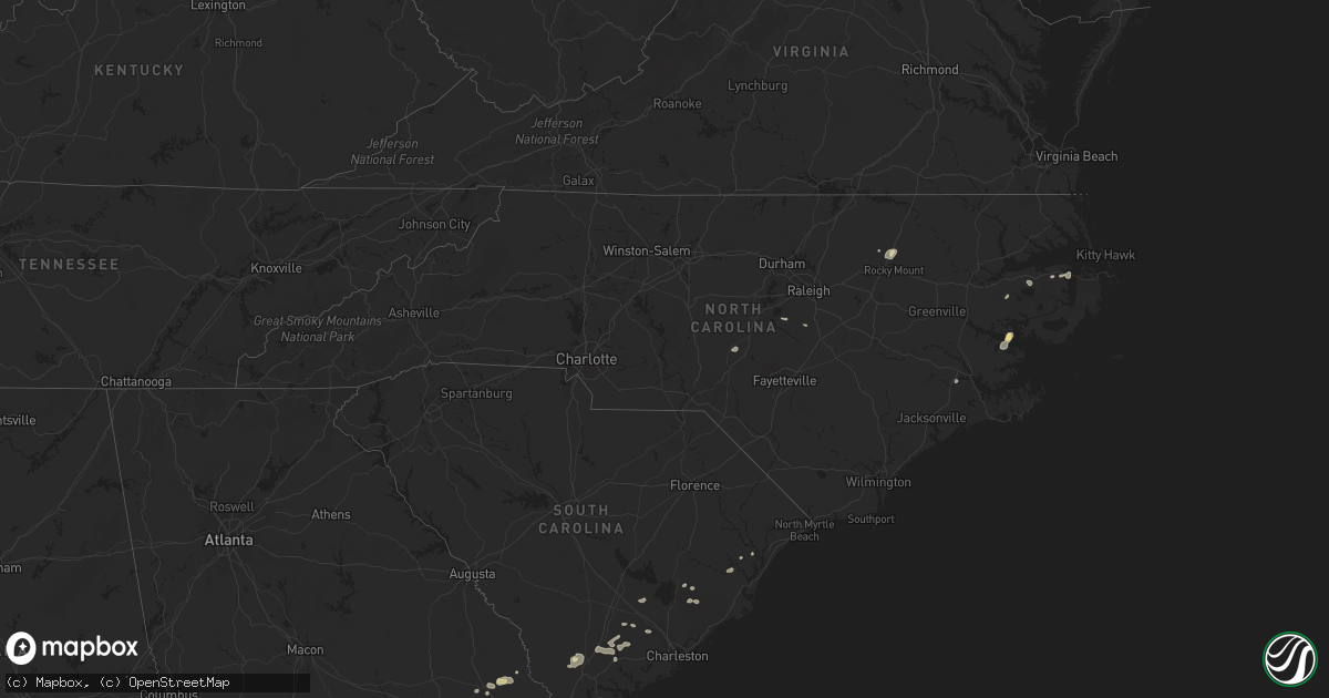 Hail map in North Carolina on August 14, 2018