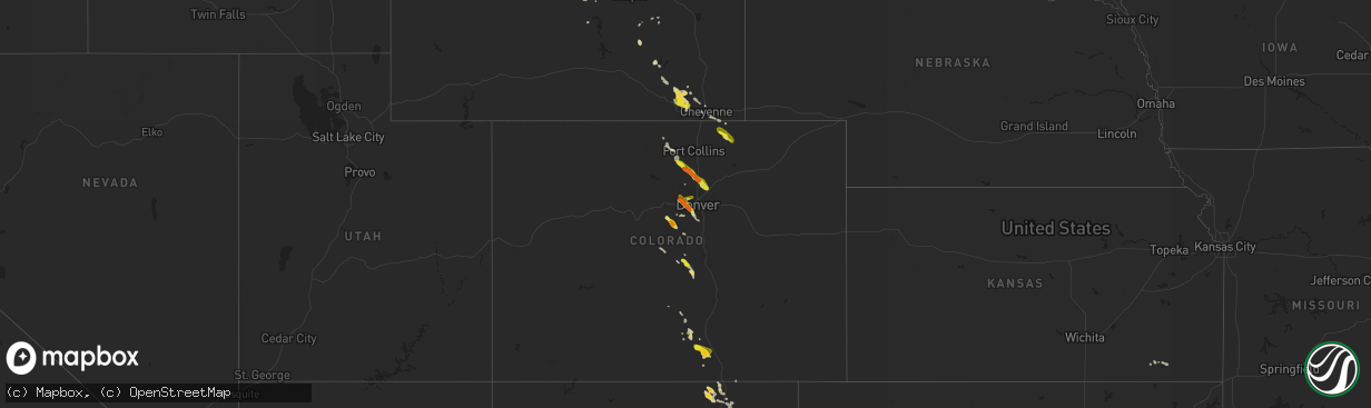 Hail map on August 14, 2018