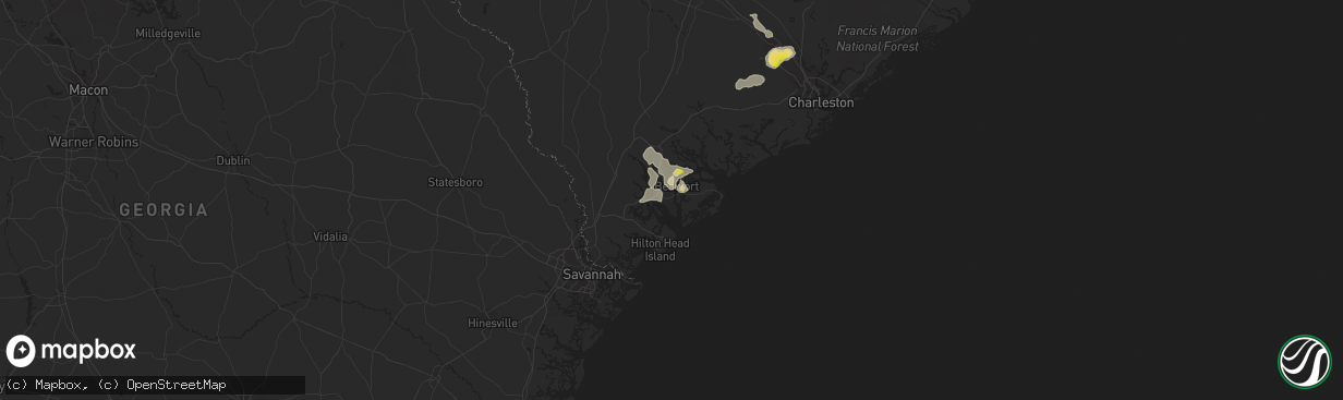 Hail map in Beaufort, SC on August 14, 2019