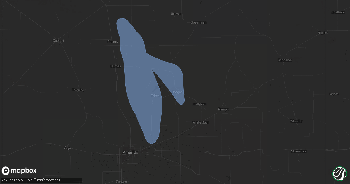 Hail map in Borger, TX on August 14, 2019