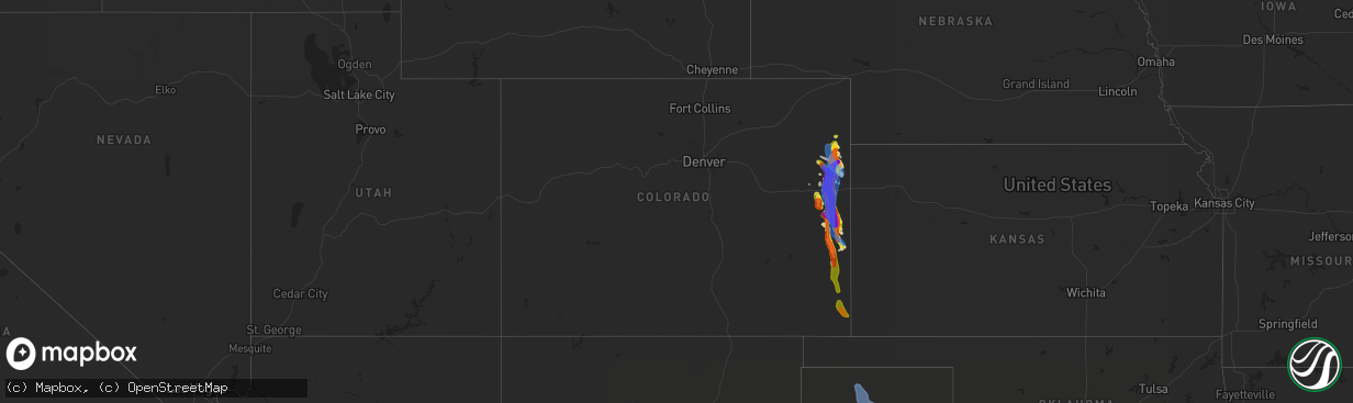 Hail map in Colorado on August 14, 2019