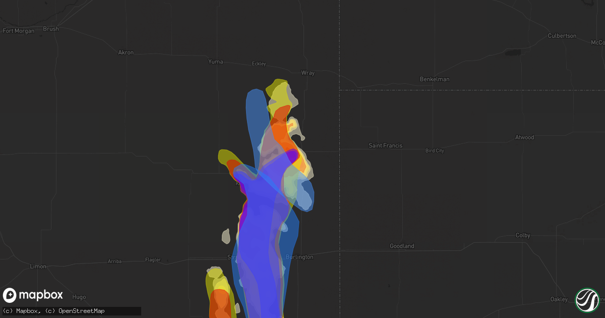 Hail map in Idalia, CO on August 14, 2019